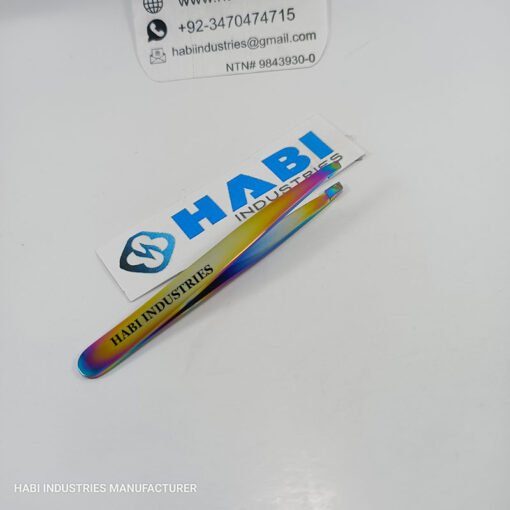 rainbow color coated eyebrow tweezers