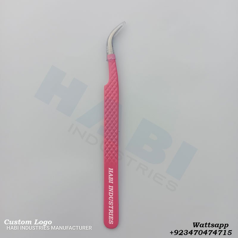 Private label Pink Eyelash Tweezers wholesale extension tweezers