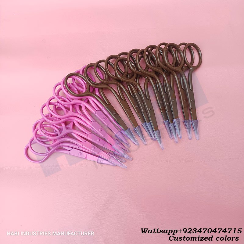 Brown Pink Color Stitching Scissors custom size fabric scissors wholesaler
