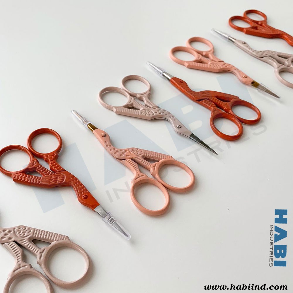 Mattt-Finish-Crane-Embroidery-Scissors Customized Pantone Color Embroidery Scissors