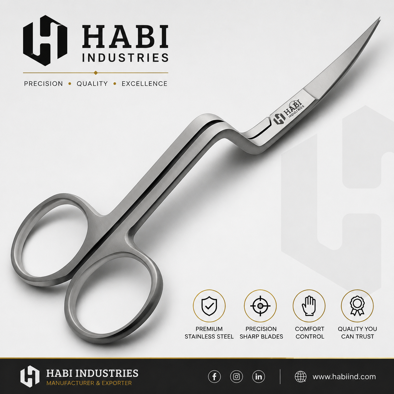 Curved Handle Embroidery Scissors Manufacturer Professional Thread Cutting Scissors
