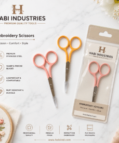 Premium embroidery scissors with custom printed card