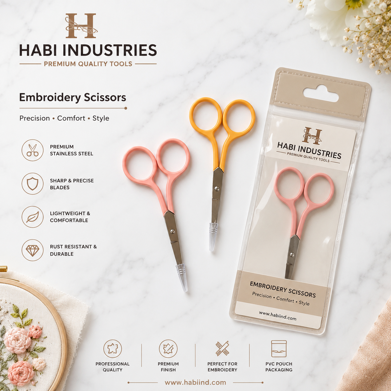 Pvc Card Craft Scissors Manufacturer Premium embroidery scissors with custom printed card