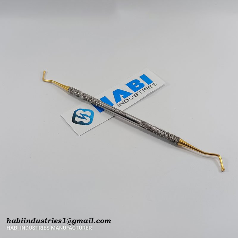 Gold-Dental-Tooth-Spatulas Double-ended dental probe manufacturer with stainless steel handle