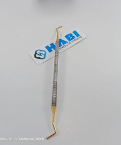 Gold-finished double-ended dental probe with knurled handle
