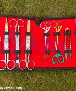 Custom embroidery knitting kit supplier sewing scissors set with zippered storage case