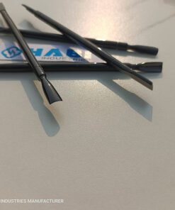 Black stainless steel manicure cuticle pusher close-up